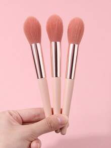 3pcs/Set High Quality Fluffy Soft Flame Blush Brush, Highlighter Brush, Gradient Brush, Multi-Functional Makeup Brushes For Beginners - Baby Pink - View 5