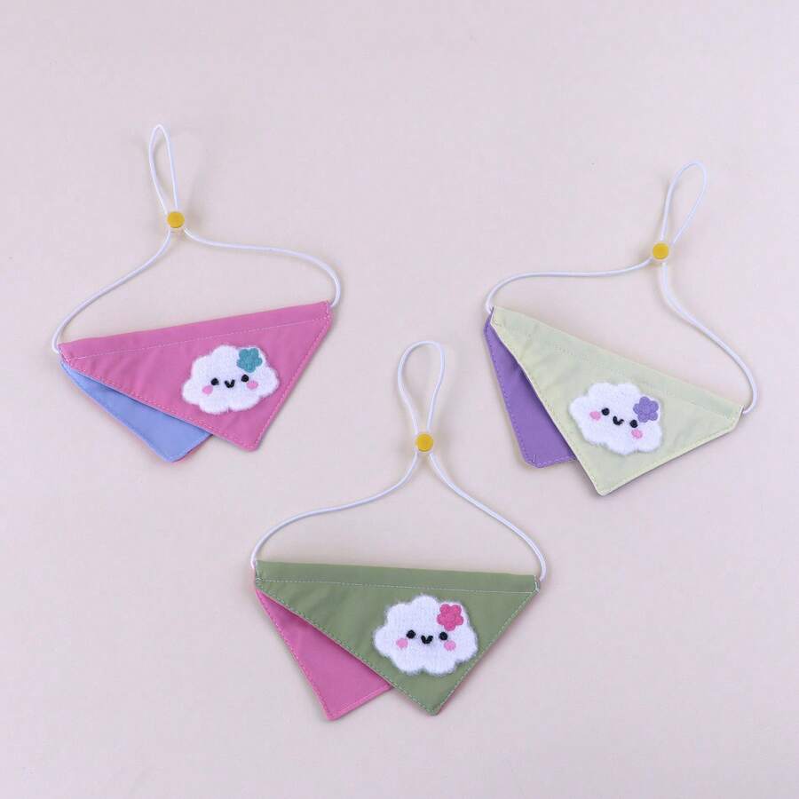 3pcs Pet Plush Fabric Decorative Fashionable Cute Triangle Bibs, Adjustable Scarf, Pet Fashion Accessories Triangle Scarf