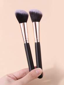 2pcs Angled Contour Brush, Fiber Hair Powder Blush Brush, Evenly Distribute Makeup, Multi-Functional, Portable Makeup Brush Tool - Black - View 6