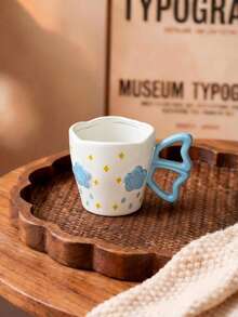 1pc Creative Handmade Minimalist Large Capacity Ceramic Coffee Mug/Cup For Home Use - Multicolor - View 5