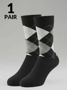 12/8/4/2/1 Pairs Men's Socks, Classic Diamond Plaid British Style Elongated Men's Mid-Calf Socks, Business Gentleman Socks - Multicolor - View 14