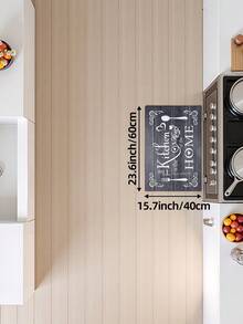 DAJIANG 1 tấm thảm trải sàn nhà bếp kiểu cổ điển, nền vân gỗ màu xám đậm với họa tiết dụng cụ nhà bếp màu trắng và khẩu hiệu tiếng Anh, thảm dài dùng cho nhà bếp, phòng tắm, ngoài trời, trong nhà, hành lang, phòng ngủ, phòng khách, có thể giặt máy. - Nhiều màu - Xem 15
