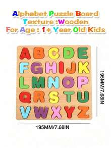 Rompecabezas de madera 4 en 1 adecuado para niños pequeños, rompecabezas de formas y letras para niños de 3+ años, rompecabezas de madera Montessori, rompecabezas de madera de formas y números del alfabeto para niños y niñas - Multicolor - Ver 6