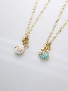 定制照片项链，照片吊坠，妻子项链，个性化贝壳形照片项链，定制图像项链，蝴蝶项链，青少年款 - 金色 - 查看 7