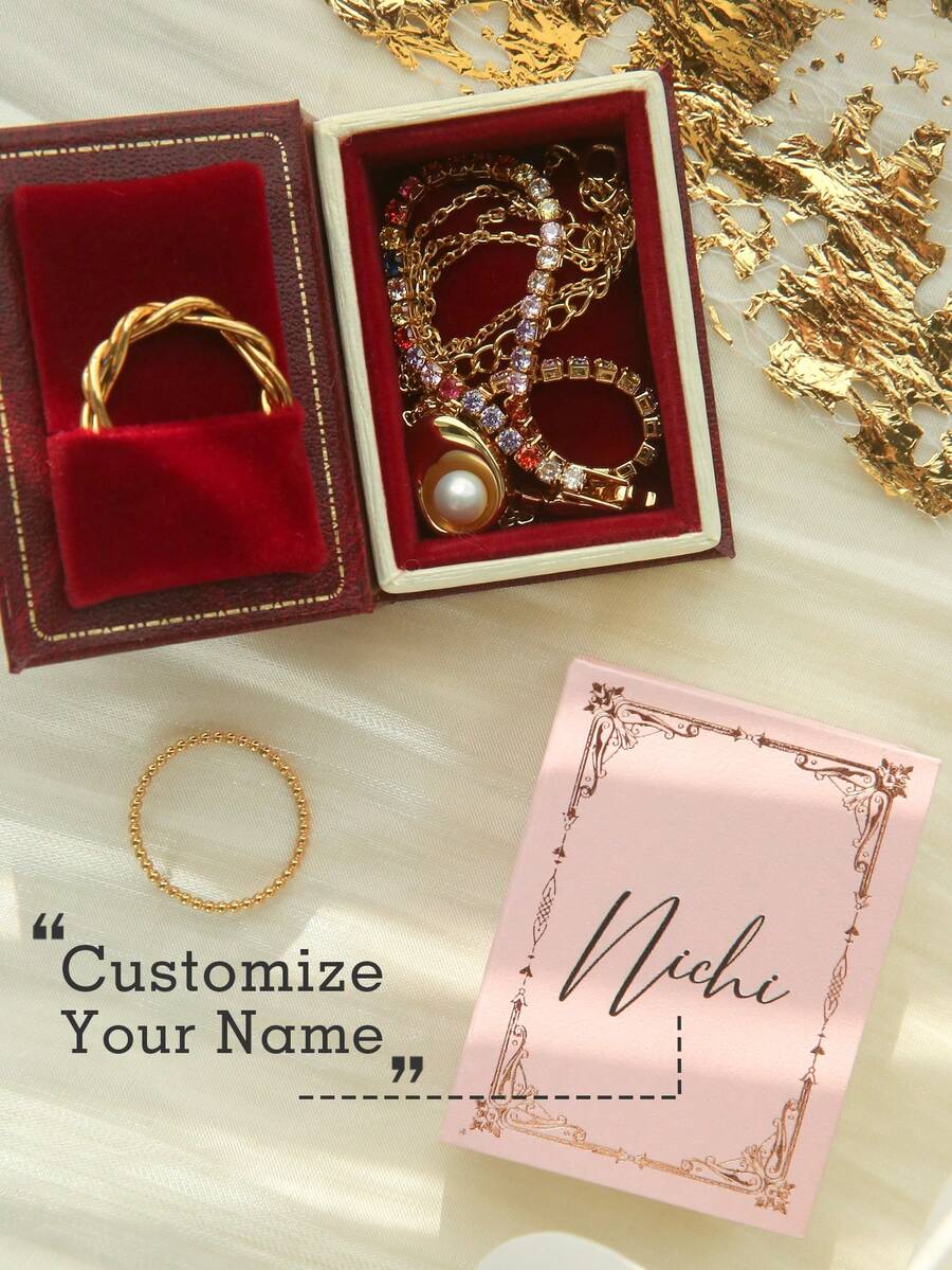 1PC Customized Travel Jewelry Box Customize Name & Date Vintage Square Magic Book Jewelry Box Case Personalized Multi Storage Rings Earrings Necklaces Bracelets Portable Travel Jewelry Organizer Anniversary Gifts For Sister Friends Her
