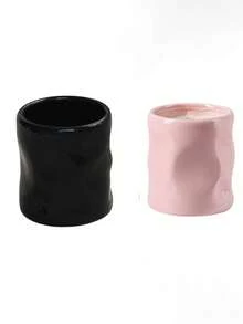 Cabin Kangaroo 1 件/2 件纹理陶瓷化妆刷架，不对称浮雕设计高端办公桌收纳笔筒，迷你陶瓷花瓶装饰，适用于客厅、卧室、办公室、节日礼物、生日、假日海滩、浴室收藏、卧室收藏，大容量 - 彩色 - 查看 29