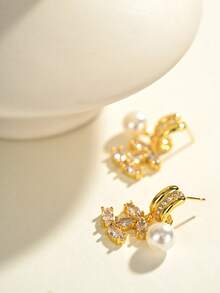 18K镀金优雅可爱铜耳环，适合日常佩戴和聚会场合 - 金色 - 查看 3