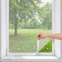 白色PP纳米窗纱网，防尘防虫薄纱窗帘，透气透光网，可水洗抗皱，适用于卧室厨房，安装简便 - 黑色 - 查看 4