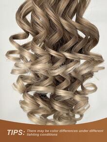 20-24 Inch Long Wavy Synthetic Hair Ponytail Extensions, Claw Clip On, Light Brown Color, Suitable For Daily Wear - Ombre - View 11