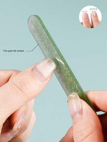 1pc Glass Cuticle Pusher Nail File With Storage Box, Nano Glass Buffing Block - Create 3D Nail Surface - Nail Shaping - Multiple Colors - Multicolor - View 4