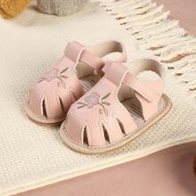 1双时尚百搭刺绣花朵凉鞋，软底学步鞋，适合婴幼儿，可用于派对和节日场合 - 粉色 - 查看 8