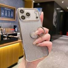 360° Rotating Glitter Rhinestone Phone Holder Case + Full Set Phone Case + Glitter Card Paper + Hidden Holder, Suitable Compatible With Apple 11/12/13/14/15 Pro Max, Galaxy S22/23/24+, OPPO, VIVO, Redmi 13C+, Moto G, Redmi Note 13C/12/11 Pro - Silver - View 2