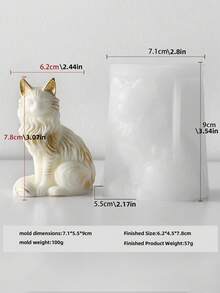 3D Maine Coon Cat Candle Silicone Mold, Small Cat Wax Melt, Soy Wax, Soap, Resin, Cement Craft Mold, Handmade Candle Making Supplies, Desktop Decor, Home Gift - White - View 7