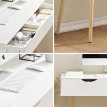 SoBuy FWT40-WN, Home Office Table Desk Computer Desk Computer Workstation 2 Drawers