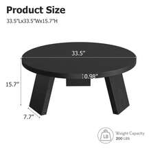 33.5" Round Modern Coffee Table, Inclined Legs Circle Center Cocktail Table, Easy Assembly Accent Table For Living Room Bedroom - màu đen - Xem 2