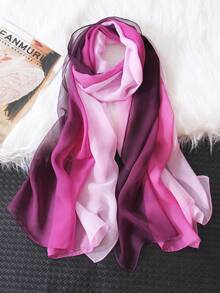 1条女士彩虹渐变雪纺围巾，轻盈大披肩，经典百搭设计 - 女士圍巾 - 查看 2