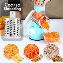 3pcs Interchangeable Blades Handheld Rotary Cheese Grater And Vegetable Slicer - Kitchen Set - For Grating Cheese, Potatoes, Zucchini, Nuts And Chocolate - Multicolor - View 5