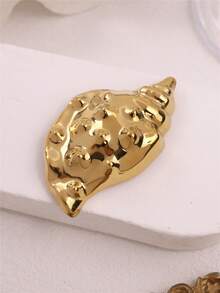 1 chiếc ghim cài áo hình vỏ sò oval mạ vàng/bạc sáng bóng, ghim cài áo lớn bằng kim loại tối giản lấy cảm hứng từ đại dương dành cho nữ, phụ kiện trang trí eo thời trang cho váy/áo khoác. - Nhiều màu - Xem 2