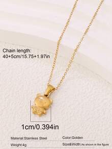 1pc Stainless Steel Bear Necklace For Women Fashion Ins Cute 18K Gold Plated Bear Pendant Chain Necklaces Jewelry - Necklace - View 19