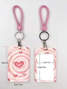 1pc ABS Pink Rope Bow Strawberry Heart Pattern Fashion Keychain Pendant, Bag Charm, Student Bus Protector - Multicolor - View 7