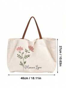 1pc Customizable Bridesmaid Tote Bag, Beach Bag, Women's Handbag, Shopping Bag, Personalized Text And Name, Suitable For Weddings, Bachelorette Parties And Travel, Ivory Color - Multicolor - View 9