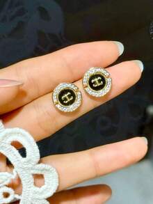 一对欧美经典百搭时尚新年新款微镶奢华凯旋门个性化耳环，时尚优雅小巧名媛风耳环，优雅耳环 - 彩色 - 查看 3