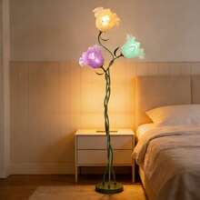 1pc (Feed Bulbs*3 )American Retro Garden Flower Floor Lamp, Net Red Creative Floor Lamp, Style Atmosphere, Sweet, Elegant, Suitable For Bedroom, Living Room, Office, Studio Floor Lamp (Free 3 RGB Bulbs) - Xem 7