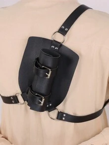 1件中世纪PU皮革配饰，剑士骑士背带式剑鞘，维京背剑腰带挂剑角色扮演道具，表演服装道具 - A - 查看 6