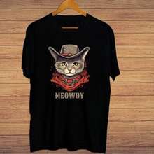 Meowdy In Cowboy Hat Unisex T Shirt, Meowdy Cat Funny T Shirt, Gift For Birthday, For Anniversary, F.Jpg - 黑色 - 查看 1