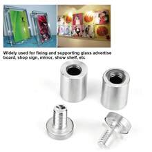 4 tornillos de acero inoxidable para fijación de letreros publicitarios, pasador de separación de vidrio hueco (19 x 30 mm) - Plateado - Ver 8