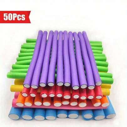 50/40pcs Flexible Heatless Hair Rollers - Bendy Twist Curling Rods For DIY Soft Foam Curls - Hair Styling Tools For All Hair Types(Random Color),Hair Accessories For Women,Hair,Travel,Travel Accessories,College Dom Essentials,Curling Iron,Flexi Rods,Curly Hair Brush,Bobby Pins,Heatless Curls,Hair Tools