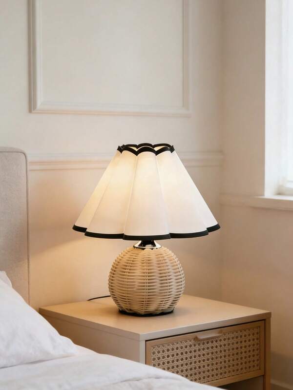 1pc USB Powered Woven Desk Lamp, Retro Style Lamp, Suitable For Bedside, Hostel, Dining Room, Camping, Minimalist Warm Light Atmosphere Lamp