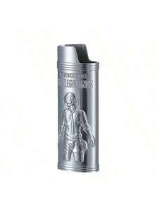 1pc Embossed Survival Metal Lighter Case, Fits BIC J6 Full Size Lighters - Fashionable Lighter Holder, Embossed Survival Metal Lighter Case Lighter Cover, Windproof Minimalist Vintage , Ideal Gift Choice For Fashionable Men - Multicolor - View 2