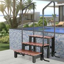 Hot Tub Steps With Handrail, 3-Step Spa Outdoor Stairs, Heavy Duty 25.2 Inch Wide Above-Ground/Inflatable Pool Ladder With 550 Lbs Weight Capacity, Multi-Use For Porch, Patio, Deck, Trailers - 25.2inch 550lbs - 查看 9