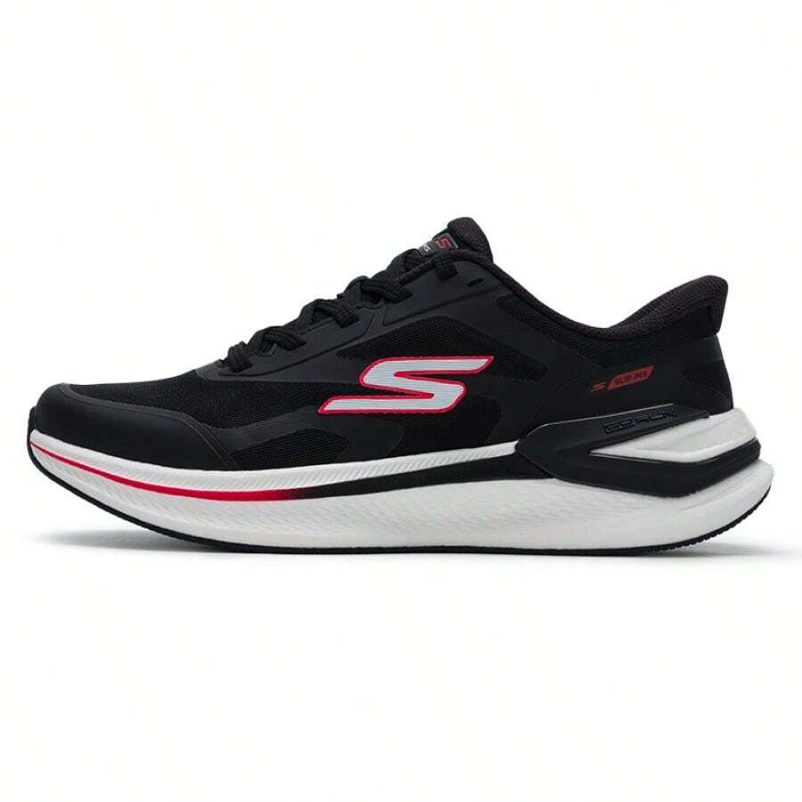 Skechers Men's Lace-Up Running Shoes, Cushioned Comfortable Casual Sports Sneakers, 221141-BKW - Black/white - View 1