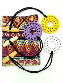 一套三条波西米亚风几何图案发圈，配有超长弹力带，适合固定凌乱的辫子，也可作发绳、女士发夹、发带、镂空向日葵弹力发圈、DIY非洲凌乱辫子环形发绳、马尾辫发圈、发圈、橡皮筋发圈、发绳等使用。 - 彩色 - 查看 6