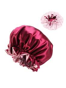 1pc Women's Reversible Satin Lined Sleep Cap, Silk Sleeping Hat For Long Curly Hair - Two-color - View 10
