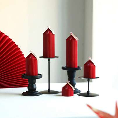 北欧复古教堂风格圆柱条纹香薰蜡烛，无烟香薰蜡烛，适用于家居装饰、派对、餐桌中心装饰、节日礼物、晚餐、宴会、放松冥想和氛围照明。