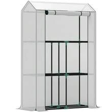 40x100cm Steel Frame Greenhouse – 3-Tier White Mini Green House - Default - View 2
