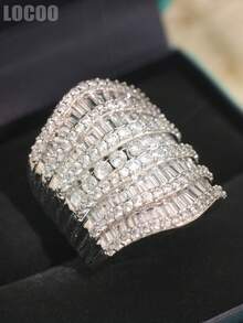 1 Stück hübscher kubischer Zirkonia Ring für Frauen für Hochzeit, Verlobung, Jahrestag, Party-Schmuck, Valentinstag Geschenk - 1# - Übersicht 4