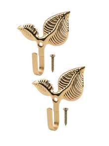 2pcs Leaf Shaped Metal Curtain Hooks With Screws, Multi-Color Options, Suitable For Wall And Curtain Rods - Multicolor - View 12