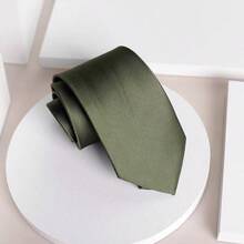 1pc 3.15 Inch Men's Solid Blue Classic Casual Necktie - Army Green - View 2