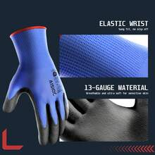 24PCS/12PCS PU Garden Work Gloves , Coated Nylon Gloves For Men And Women, Anti-Slip Grip, Durable, Lightweight, Ideal For Construction, Warehouse, Gardening, Repair, Anti-Slip Durable Protective Gloves For Construction, Industrial, Garden Yard And General Tasks, Garden Decorations Outside, Home Decor Items, Tools, Camping, Gardening Unisex Gloves Blue - Màu xanh lam - Xem 7