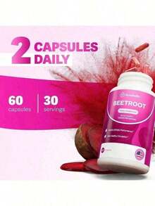 Rosabella Organic Beet Root Capsules - 1300mg Beet Root Powder Aids Healthy Circulation & Vitality, Non-GMO, Beet Root Supplement - 60 Capsules, 30-Day Supply - 3 件商品 - 查看 8