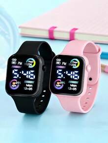 2对1合1时尚简约优雅可爱方形电子情侣手表，数字显示，适合聚会、派对、旅行等场合查看时间，也是返校季、情人节、感恩节、2026新年等节日送给家人和朋友的绝佳礼物。 - 彩色 - 查看 14