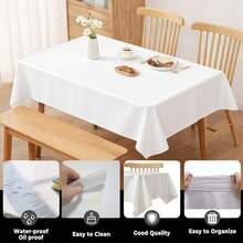 1/5/10pcs Disposable Party Tablecloth, PEVA Material, Pure White Tablecloth For Birthday, Dessert, Family Gathering, Party Decoration, Christmas, Halloween - White - View 6