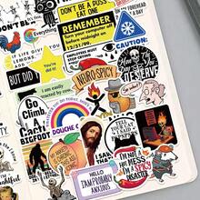 50pcs Snarky Meme Stickers,Good-Looking Cute Cartoon Creative Cartoon Decorating,Suitable For Decorating Handbooks Phone Cases,Skateboards,Guitars,Parties Suitcases Boxes Helmets Envelopes Diy Decorative Stickers,It Can Also Be Used As A Christmas Halloween Gift And Birthday Gift - 彩色 - 查看 4