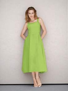 Tailored Dress With Built-In Bra Cups. Fashion Items!!! - Light Green - View 1