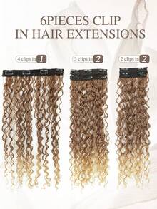 6PCS Clip In Hair Extensions 26 Inch Curly Hair Extension Long Soft Synthetic Hairpieces For Women - Multicolor - View 5