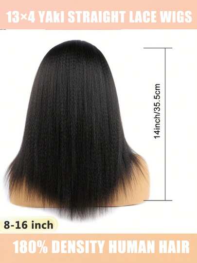 Short Yaki Straight Bob Wigs Style Soft & Natural Yaki Straight Wig For Women - 180% Density,Perfect For Daily Use, Basic Style Style 13x4 Transparent Lace Front Wigs Short Kinky Straight Bob Wigs Lace Frontal Wig
